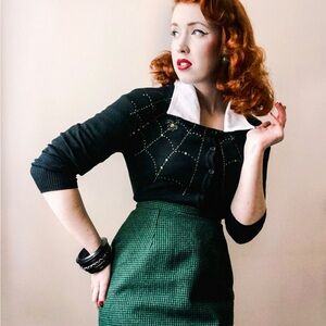 Black Cardigan with Gold Spider Web Design MEDIUM Mischief Made